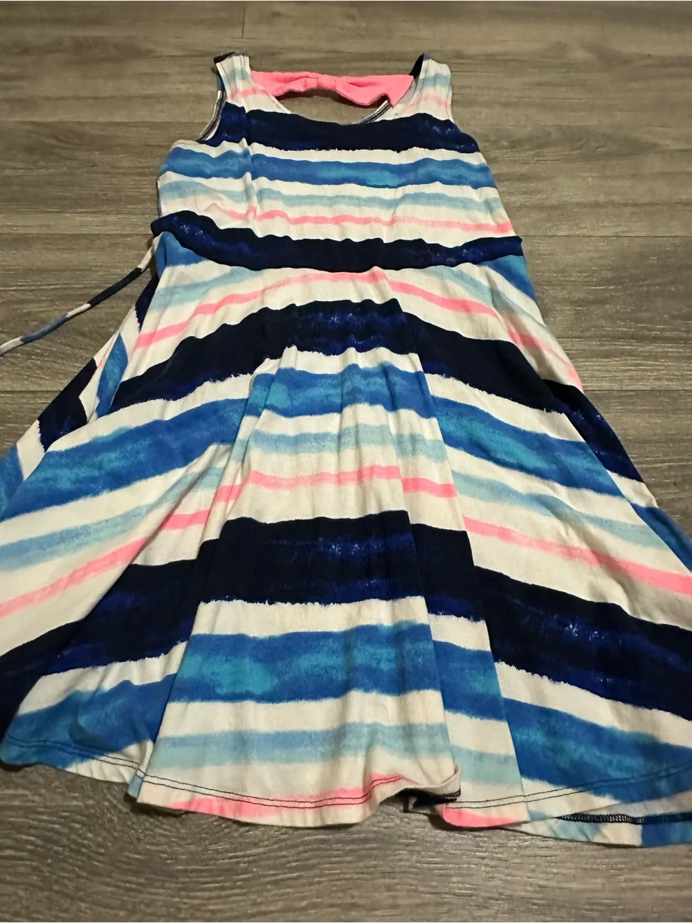 Justice Striped Knit Dress in Navy, Light Blue & Pink